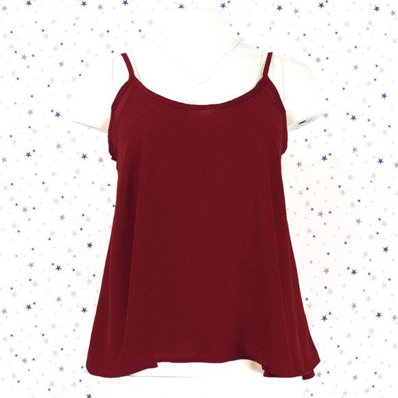 Tops - Chiffon Blouse Cami Tank Top Burgundy